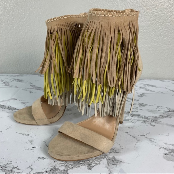 NWOB Aldo Women’s Open Toe Fringe Heels Size 7M - Picture 5 of 9